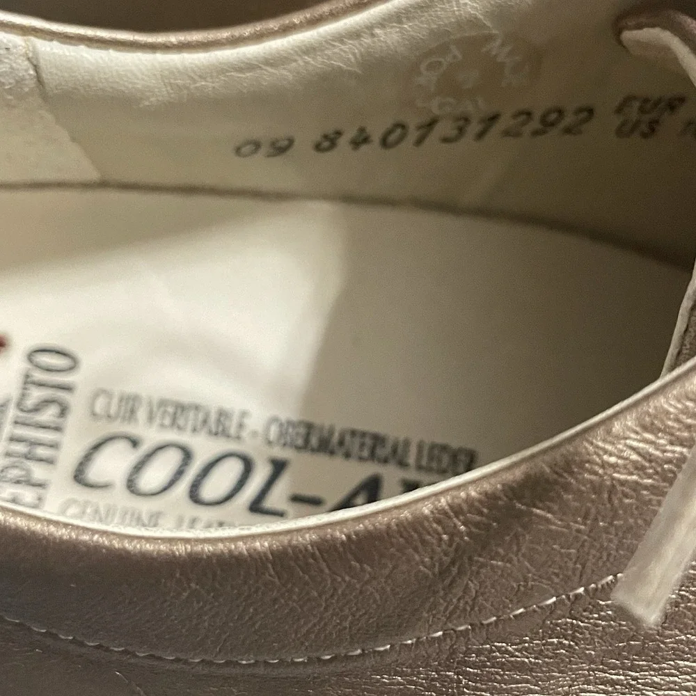 MEPHISTO Cool-Air Womens Sz 10.5‎ Bronze Tan Debby Platinum Leather Sneakers